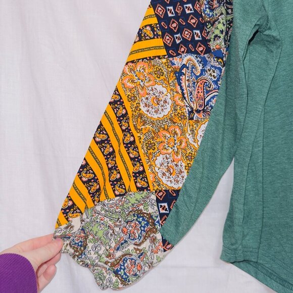 Amazon Branded Green Paisley Print Sleeve Pullover Top women's size large - Picture 2 of 7